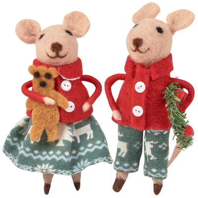 Christmas Day Mr & Mrs Mouse Felt Figures