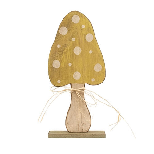 Set of 2 Rustic Wood Mushroom on Base 24.5"H