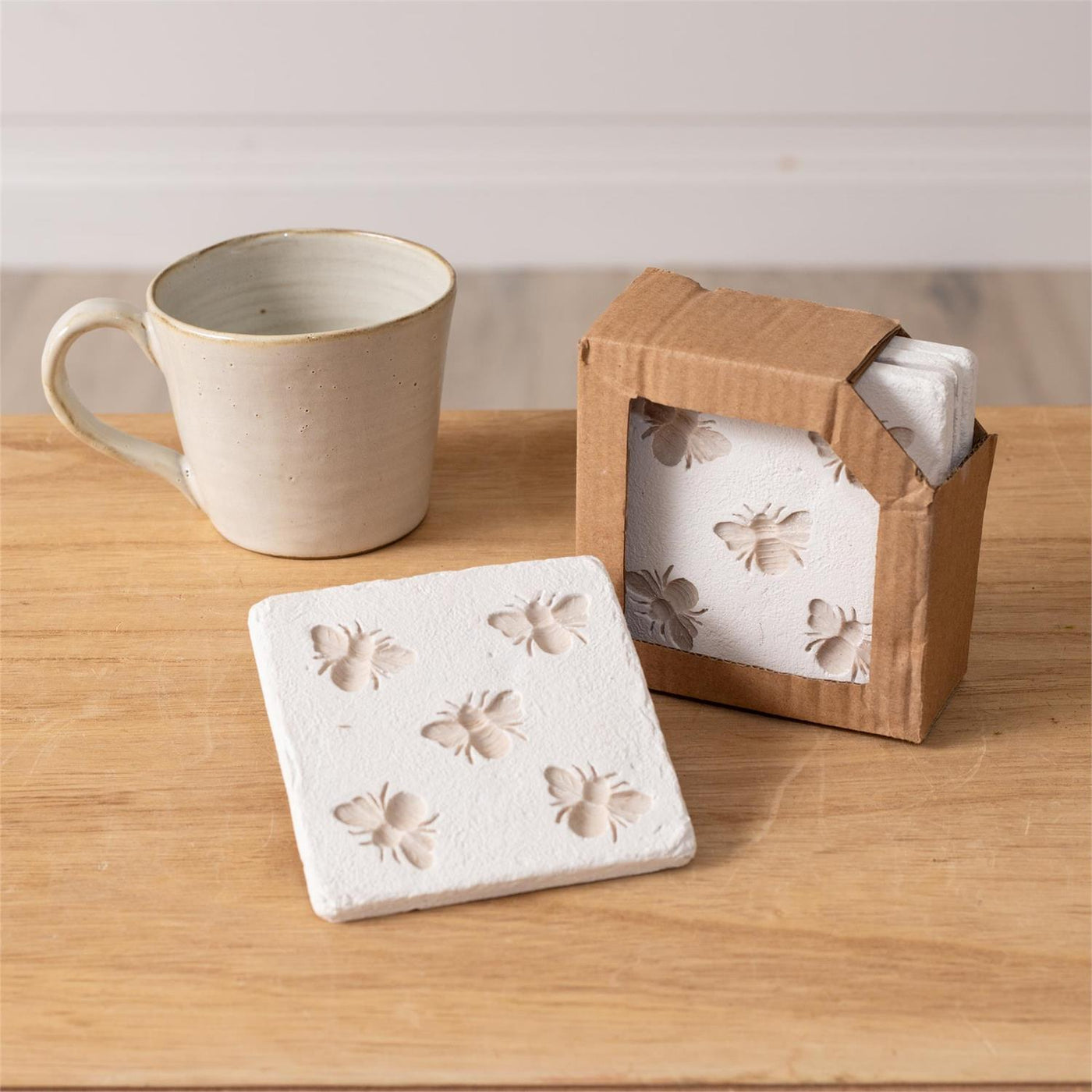 Set of 4 Bee Imprint Resin Coasters