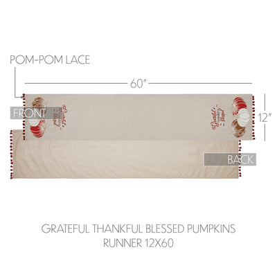 Grateful Thankful Blessed Pumpkins 60" Table Runner