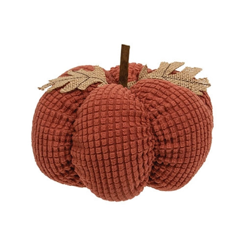 Burnt Orange Waffle Weave Pumpkin 5" H