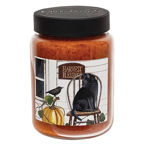 Harvest Blessings Porch Cat & Crow Maple Pumpkin Donut 26 oz Jar Candle