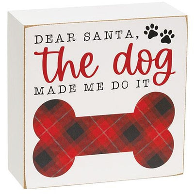 Set of 2 Santa's Favorite Dog 5" Wooden Box Sign