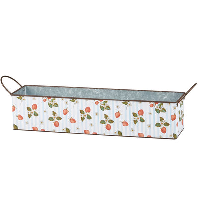 Set of 2 Fresh Strawberries Tin Bins