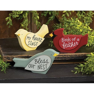 💙 Set of 3 Birds with Sentiments Chunky Sitters