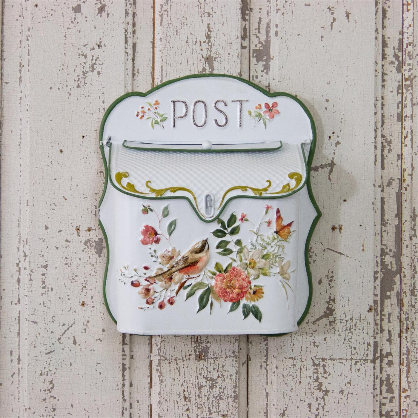 DAY 5 🐦 14 DAYS OF FEATHERED FRIENDS 🪺 Birds and Flowers Distressed Metal Post Box Decorative