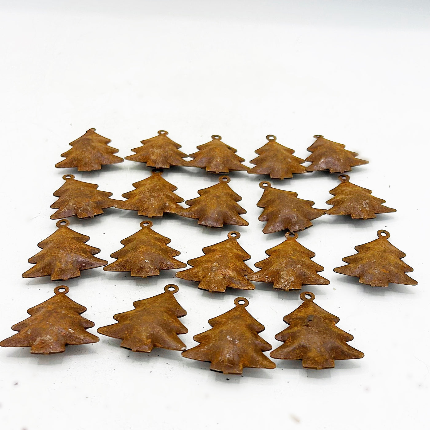 Set of 20 Rusty Tree Shaped Bells 2" H