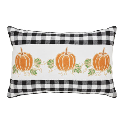 Annie Black Check Pumpkin Patch 22" Fall Pillow