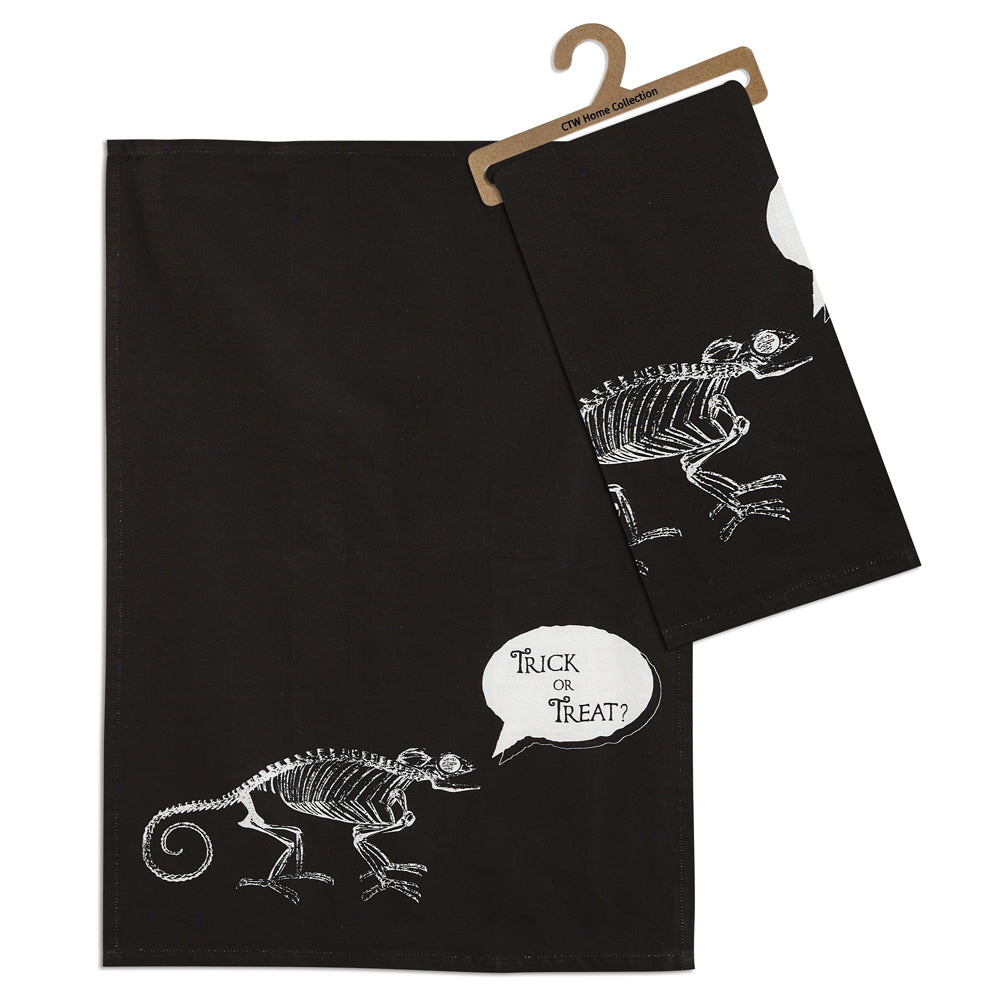 Trick or Treat Critter Skeleton Halloween Tea Towel