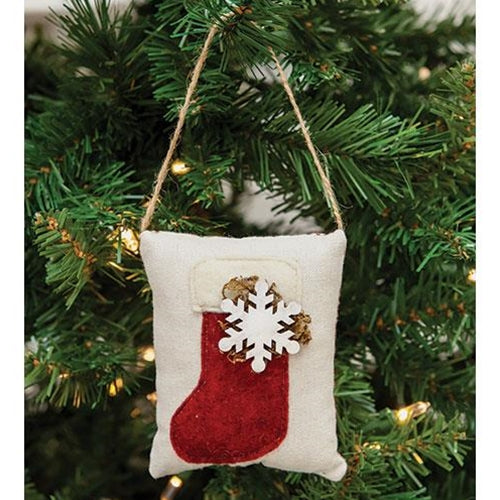 Christmas Stocking With Snowflake Pillow Ornament