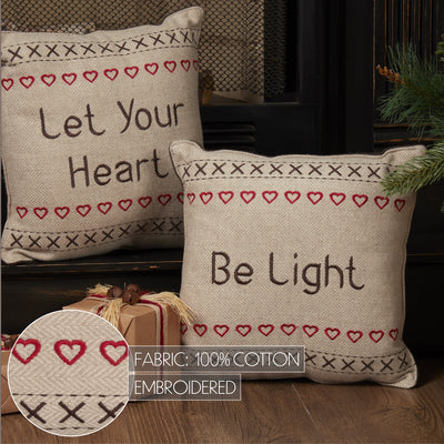 Set of 2 Merry Little Christmas Pillows Let Your Heart Be Light