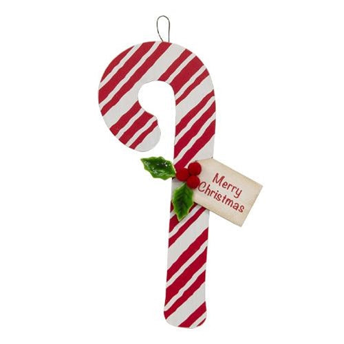 Merry Christmas Candy Cane Hanger 9" H