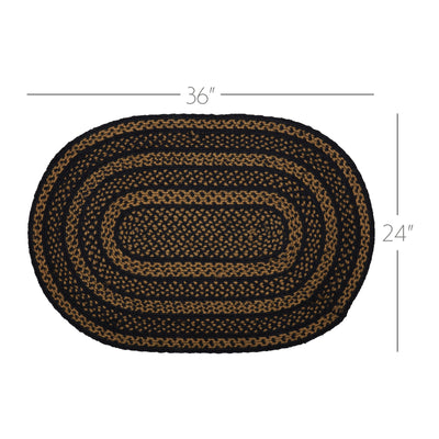 Black & Tan Jute 36" Oval Rug Oval