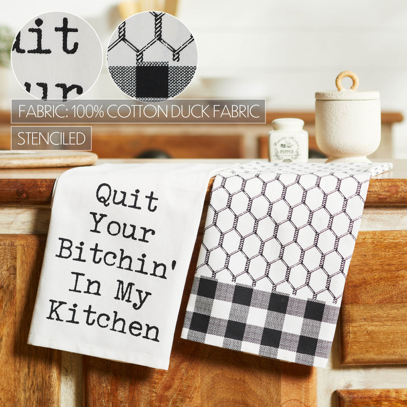 Set of 2 Quit Your Bitchin' In My Kitchen Tea Towels