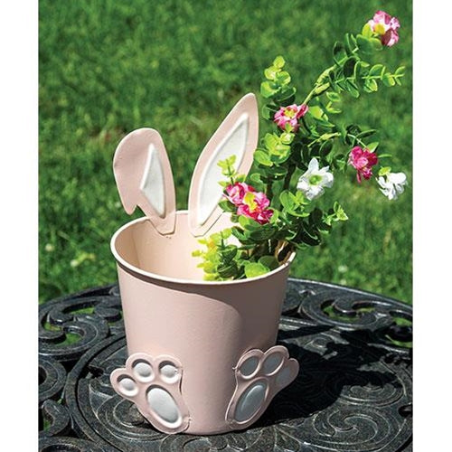 Pink Easter Bunny Metal Bucket