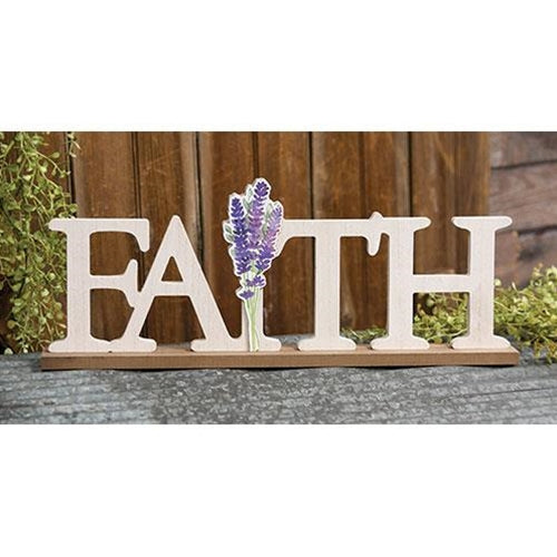 Faith & Lavender Wooden Cutout Sitter Sign