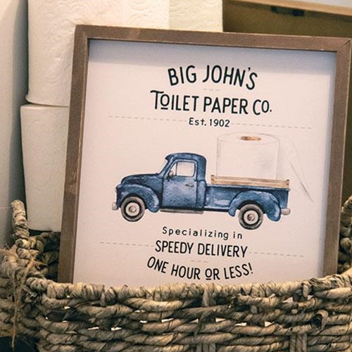 💙 Big John's Toilet Paper Co 9.75" Framed Sign