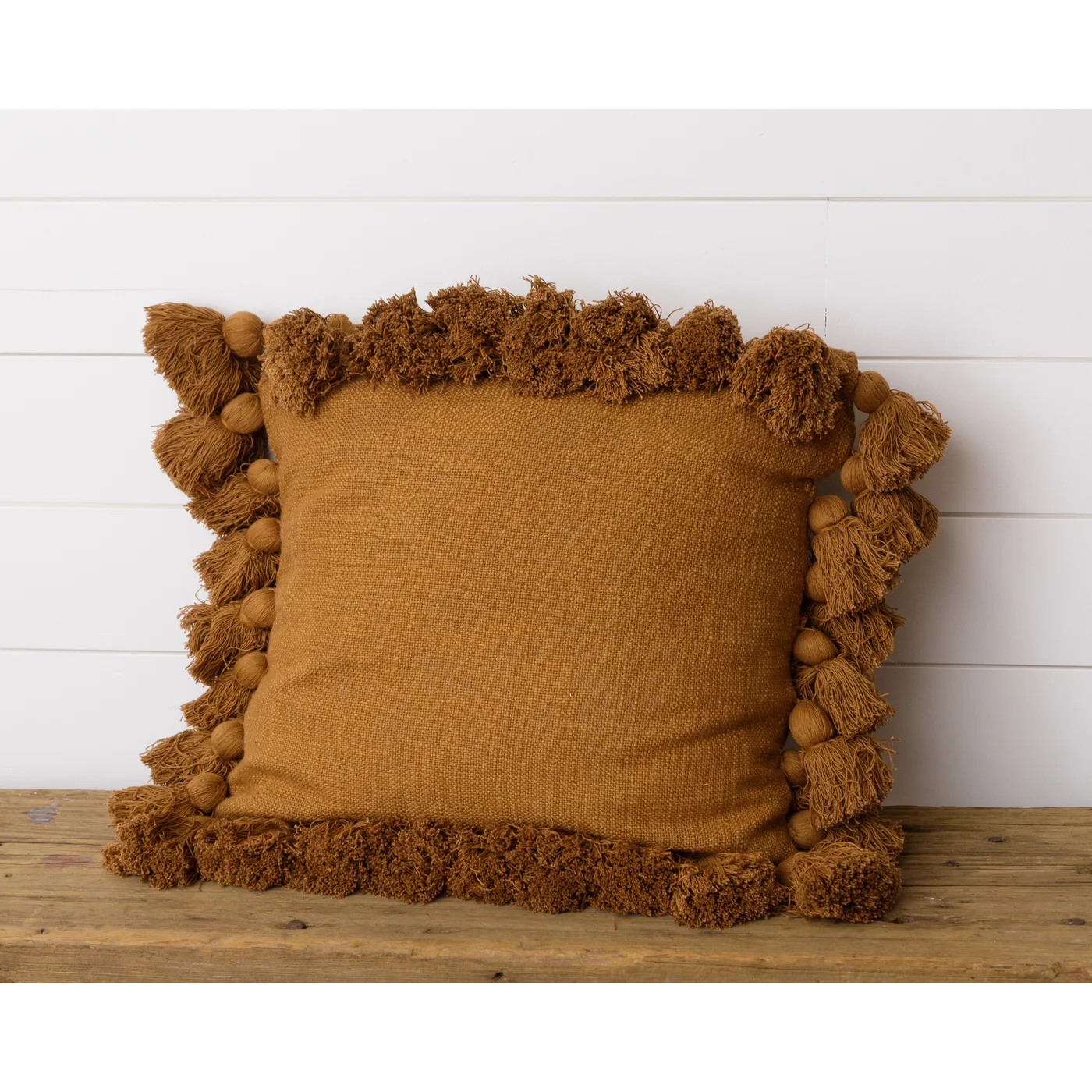 Rust Colored Tassel Pillow 18" Square