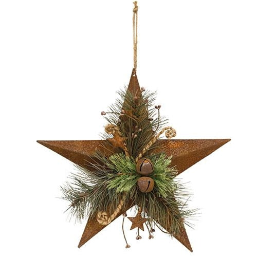 Rusty Metal Woodland Pine Star Hanging