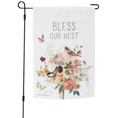 Our Nest Bird and Birdhouse Garden Flag