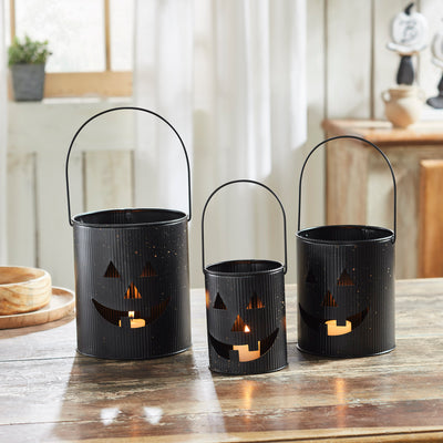 Set of 3 Halloween Jack O Lantern Buckets