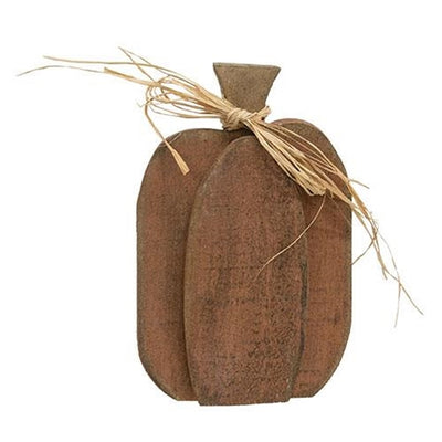 Rustic Orange Layered Wood Pumpkin Sitter 10" H