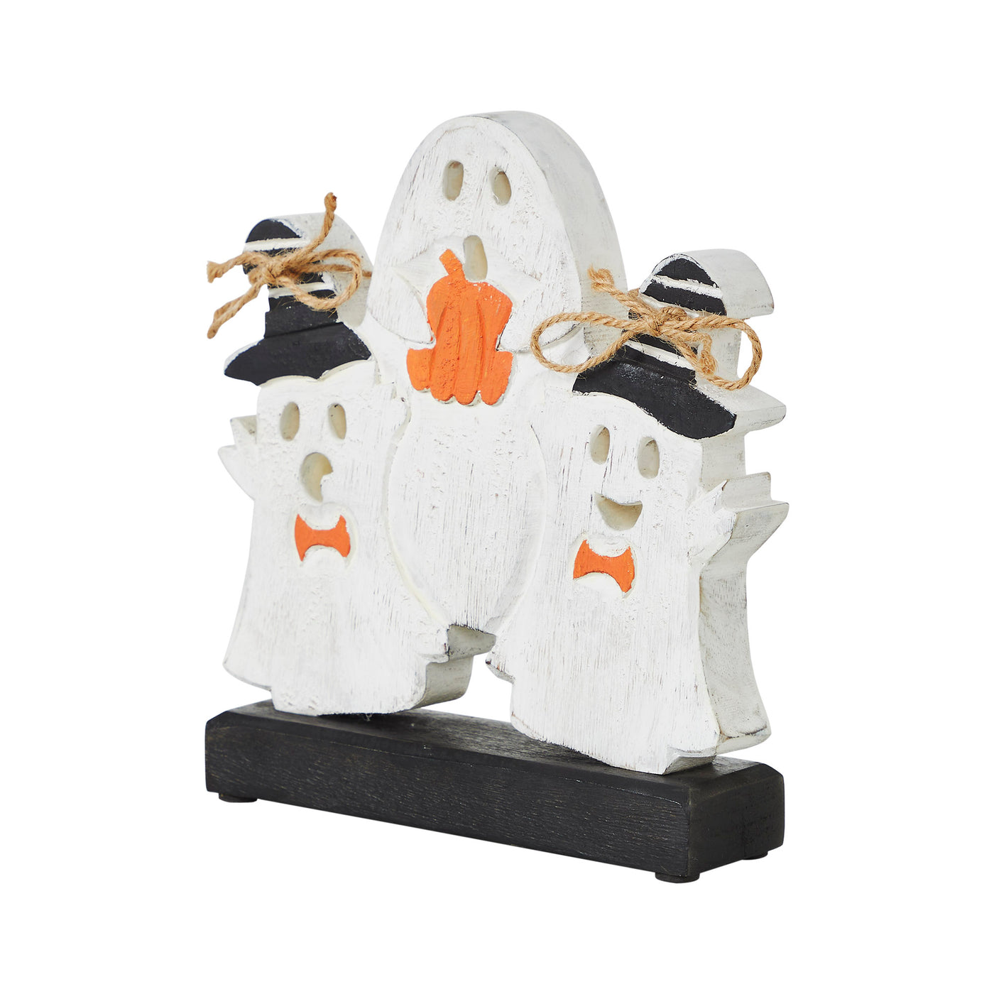 Trio of Ghosts Wooden Tabletop Halloween Decor