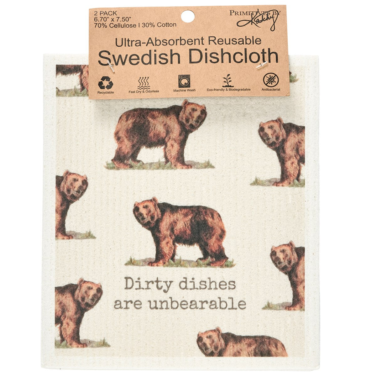 I'm Not Amoosed Bear and Moose Swedish Dishcloth Set
