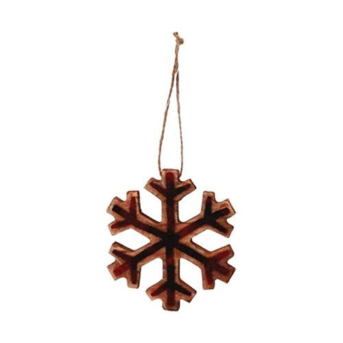 Red and Black Plaid Small Snowflake Ornament