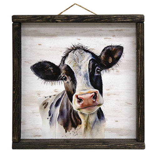 🐄🚜 20 DAYS OF FARM LIFE Happy Cow Black and White Portrait 12" Framed Print