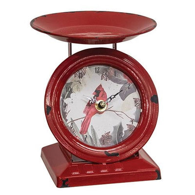 Vintage-Style Christmas Cardinal Old Town Scale Clock