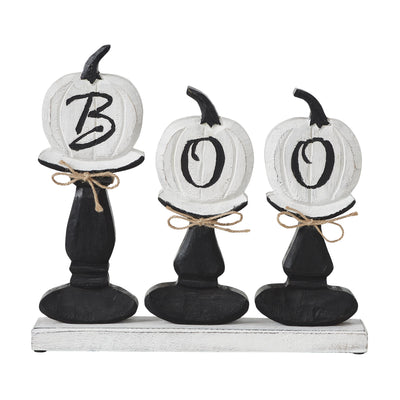 BOO Pumpkins Wooden Tabletop Halloween Decor