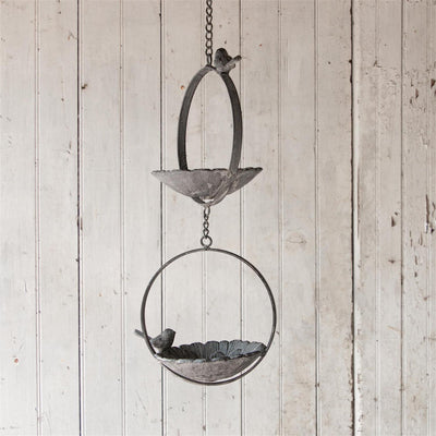 Rustic Two-Tiered Hanging Bird Feeder