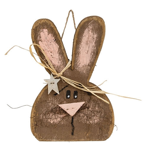 Set of 2 Rustic Wood Hanging Bunny Head 12"H