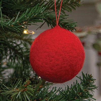 Red Felt 3" Ball Ornament