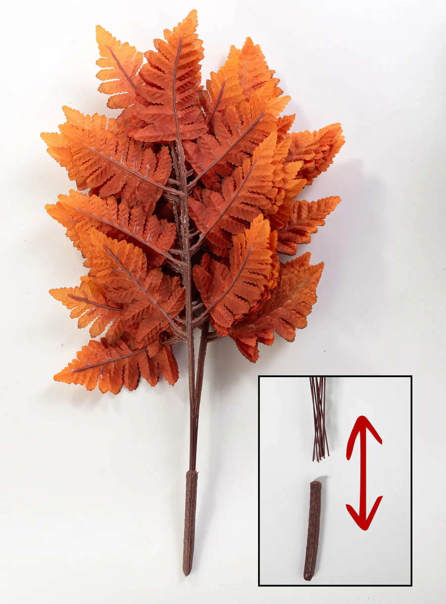 💙 Dark Orange Silk Leather Leaf 17" Faux Foliage Bush