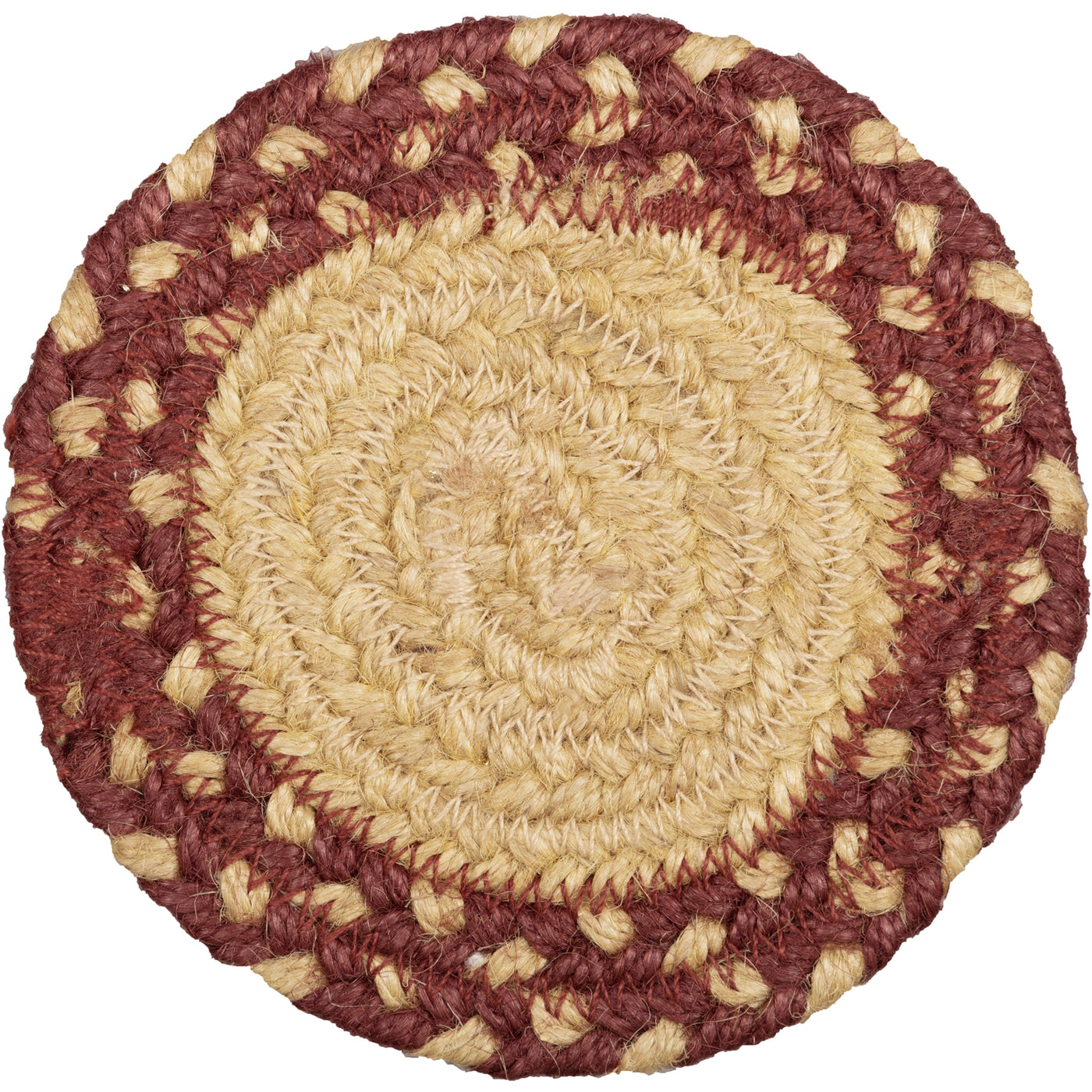 Set of 6 Burgundy Tan Jute Stencil Star Coasters