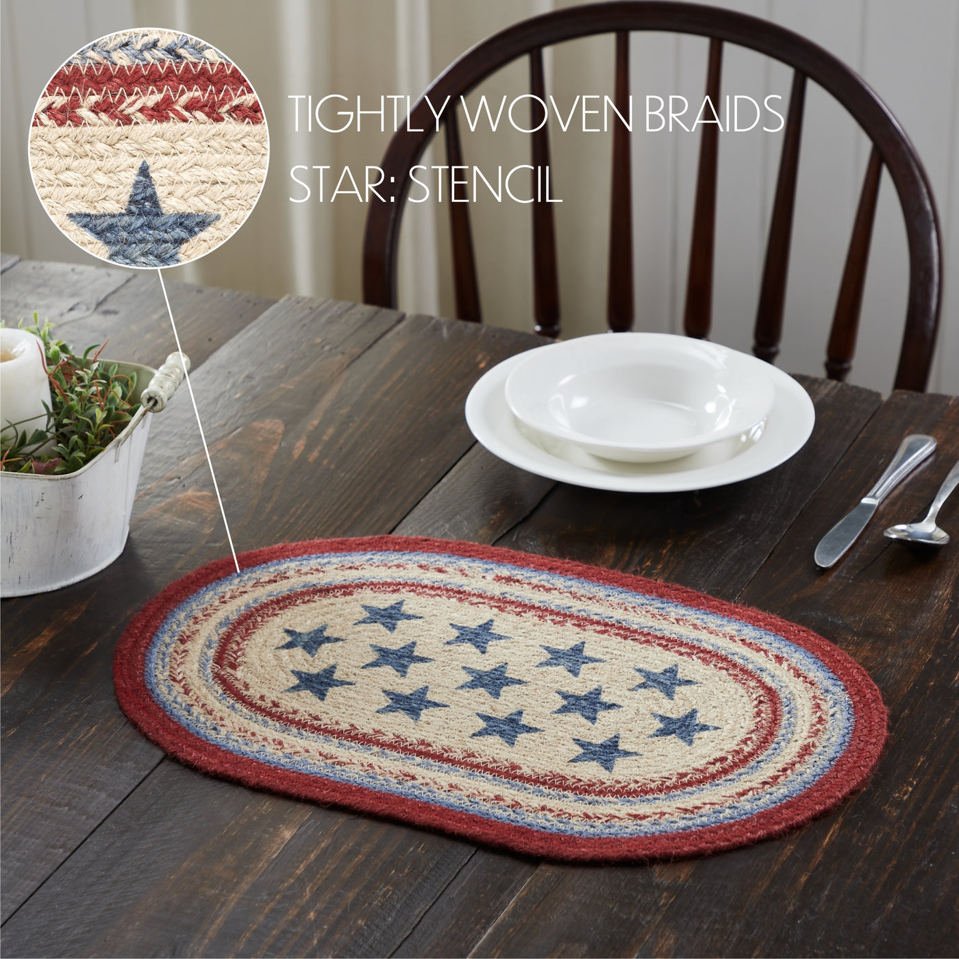 Celebration Americana Jute Oval Placemat 12" x 18"
