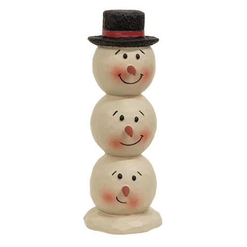 Triple Stacked Snowman Heads 4" Resin Figure