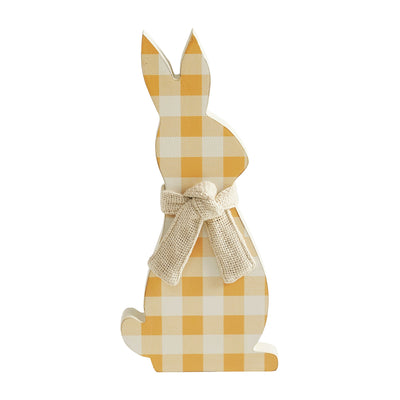 All Ears Honey Check Bunny with Burlap Scarf Sitter