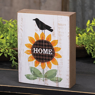 Crow & Home Sunflower 8" Box Sign