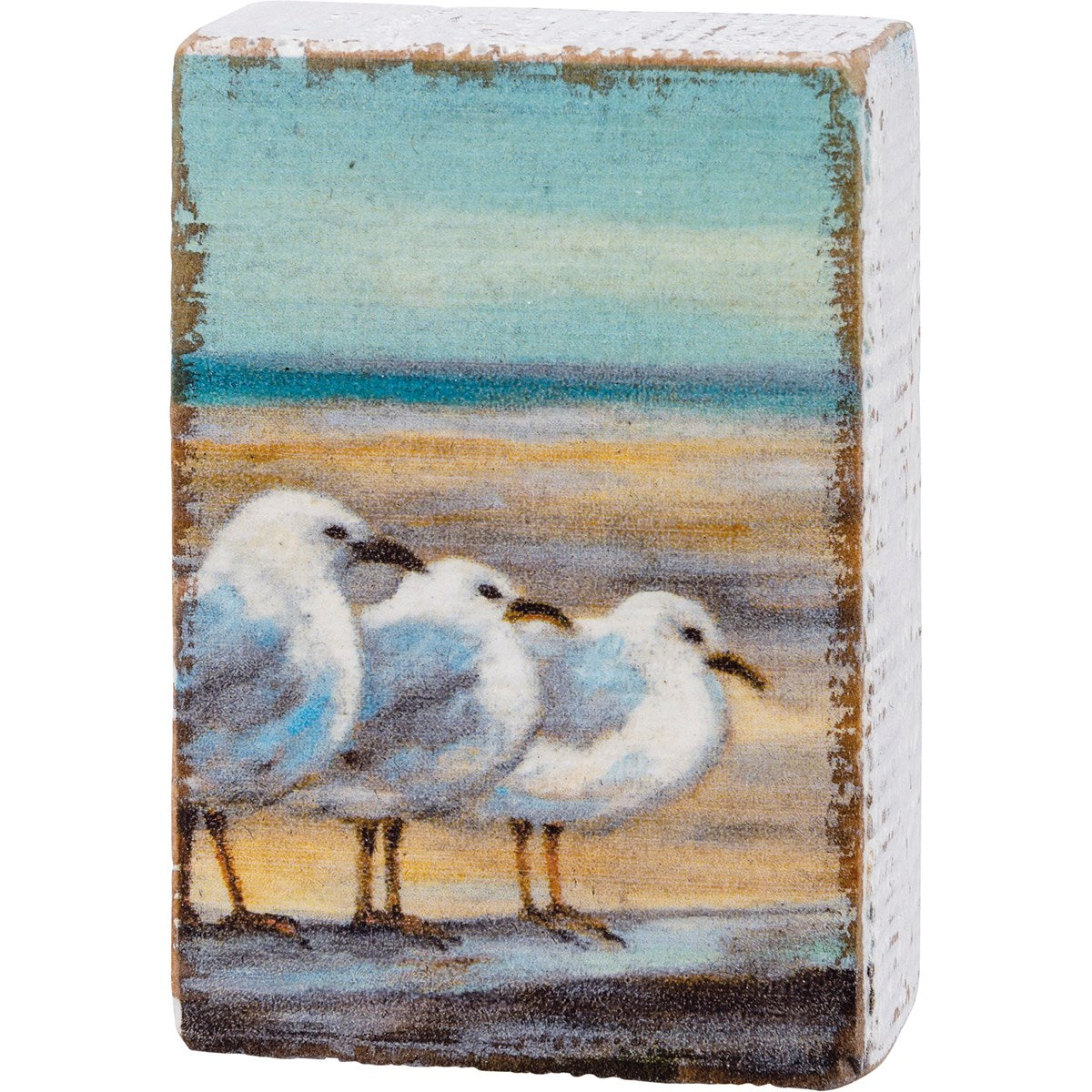 Seagulls At The Beach 3" Mini Block Sign