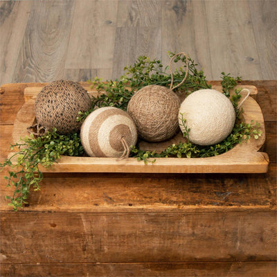 Set of 4 Natural Jute Ball Ornaments