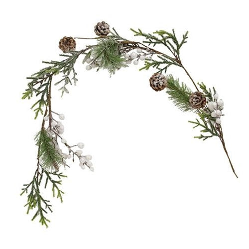 Flocked Berry Pine 4 Ft Faux Evergreen Garland