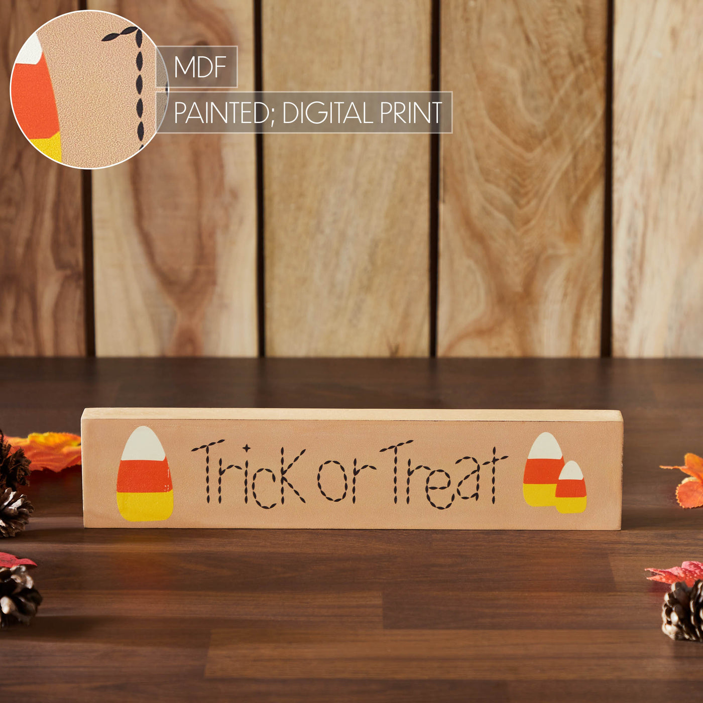 Trick Or Treat Candy Corn 13" Wooden Sign