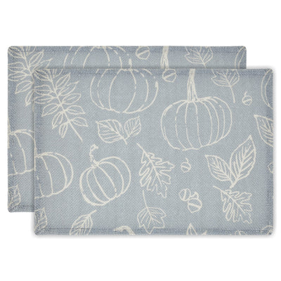 Set of 2 Silhouette Pumpkin Grey Placemats