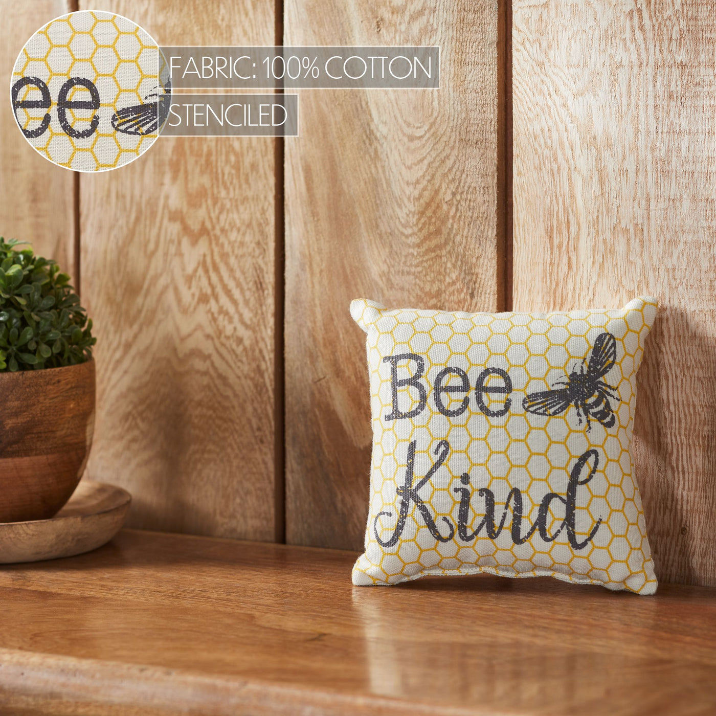 Buzzy Bees Bee Kind 6" Mini Accent Pillow