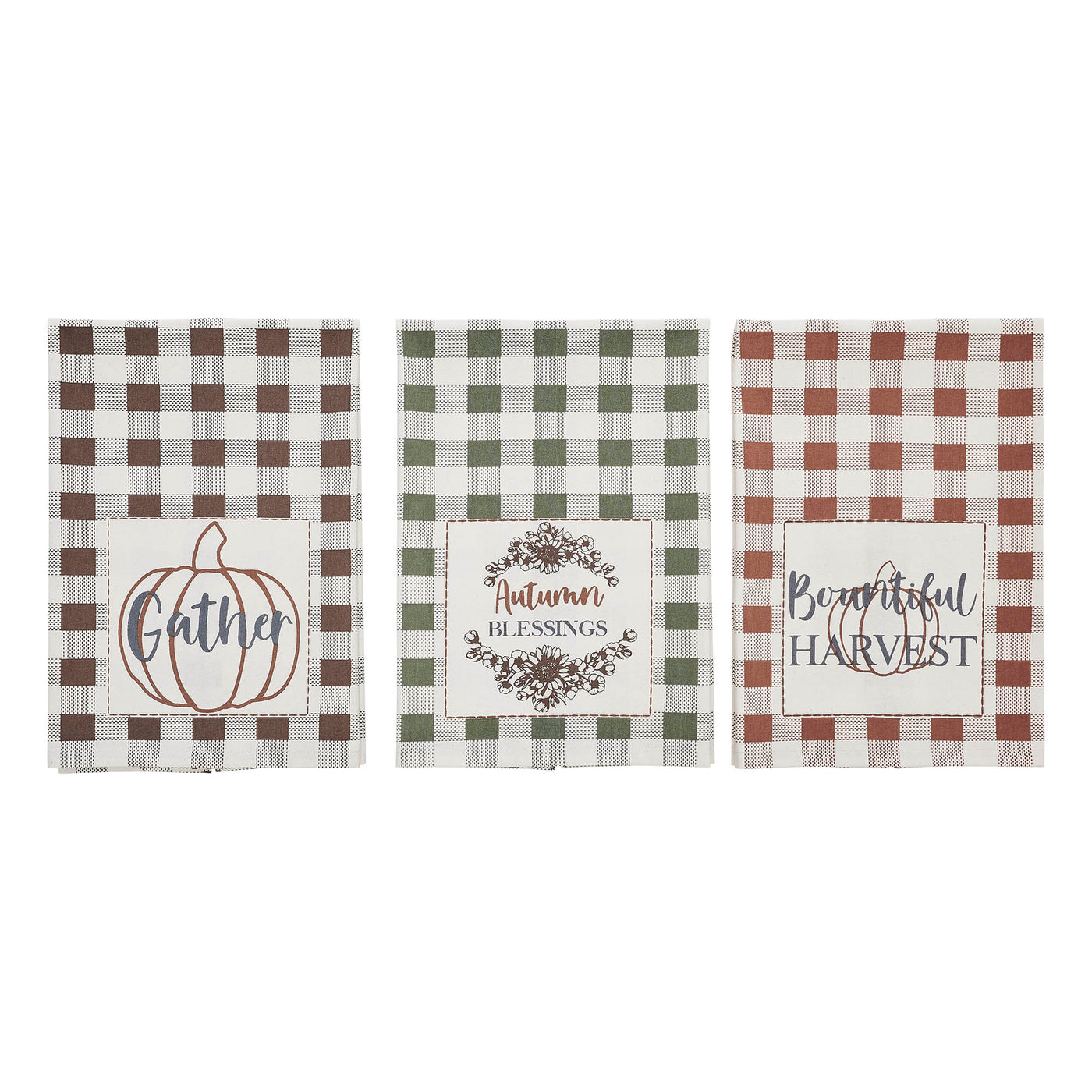 Set of 3 Bountifall Harvest Theme Tea Towels Set of 3 19x28