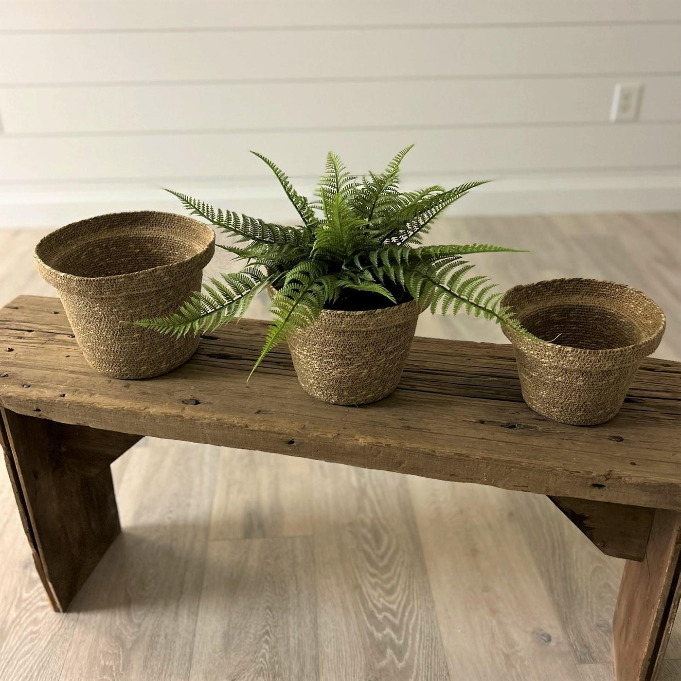 Set of 3 Woven Seagrass Planter Baskets