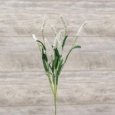 White Icker Flower & Leaves 20" Faux Floral Spray